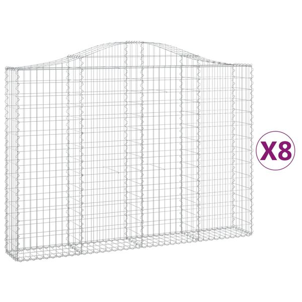 vidaXL Arched Gabion Baskets 8 pcs 78.7x11.8x140/160" Galvanised Iron