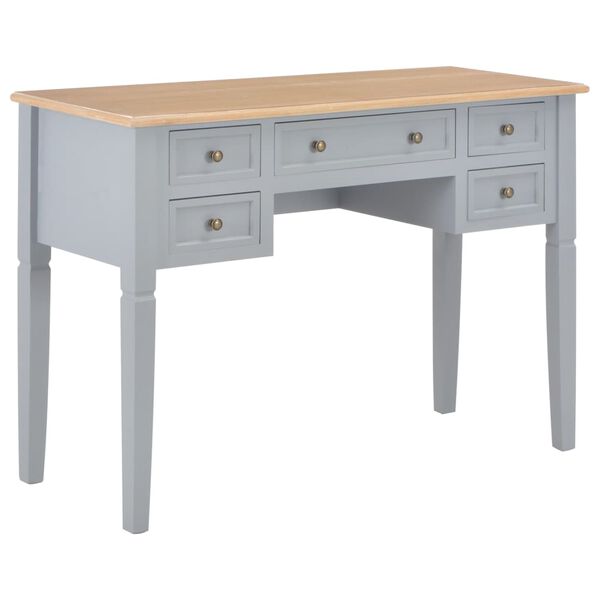 vidaXL Writing Desk Gray MDF 43.1 in length, 17.7 in width, 30.5 in height
