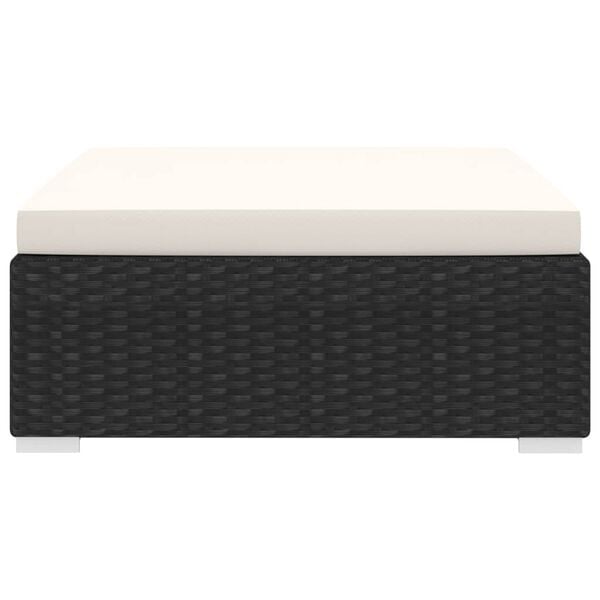 vidaXL Sectional Footrest 1 pc with Cushion Poly Rattan Black