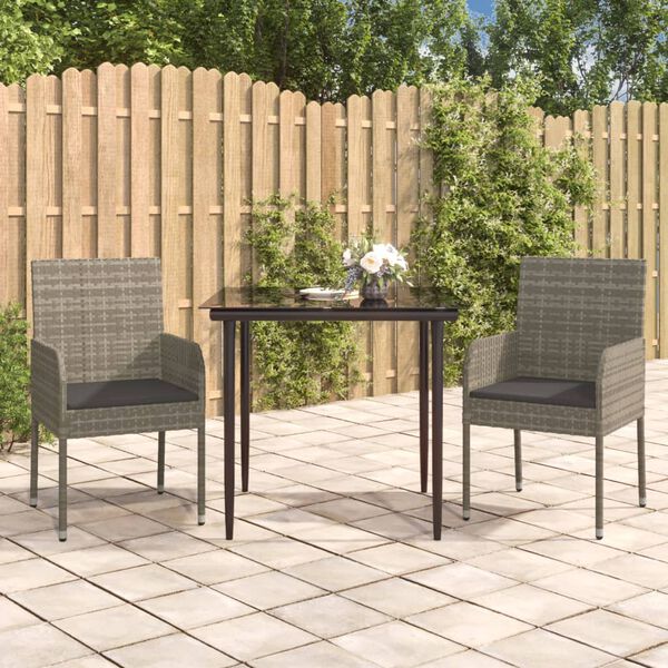 vidaXL Garden Dining Set Black and Grey