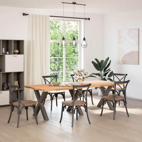 vidaXL Dining Table Legs X-Shaped 3 pcs Natural Steel 31.5x(28.3-28.7)" Steel