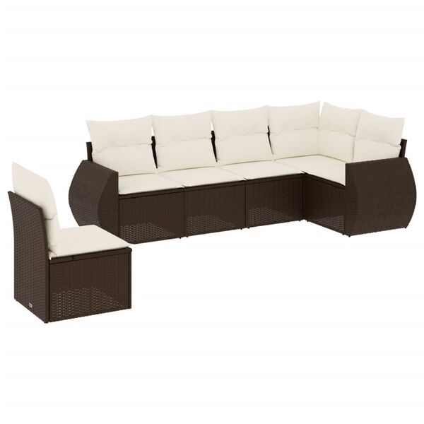 vidaXL Garden Sofa Set Brown PE Rattan, Powder-Coated Steel, 100% Polyester