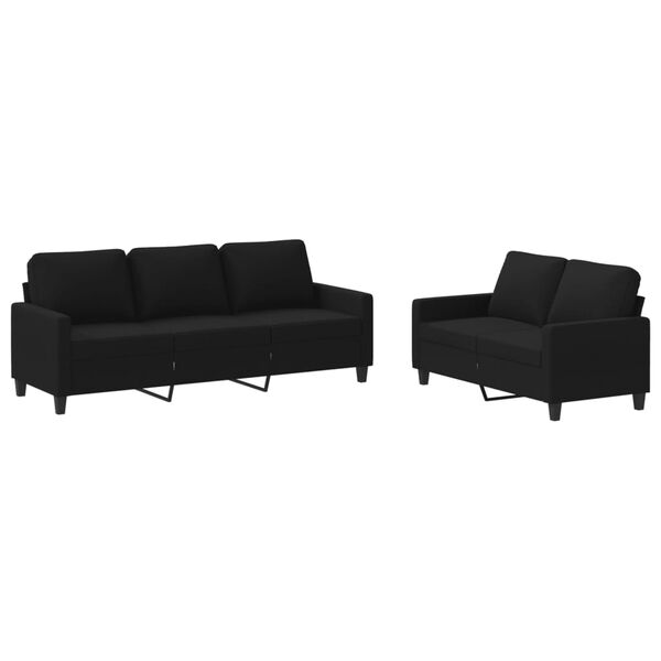 vidaXL Sofa Set Black Polyester, Metal, Textilene, Plywood