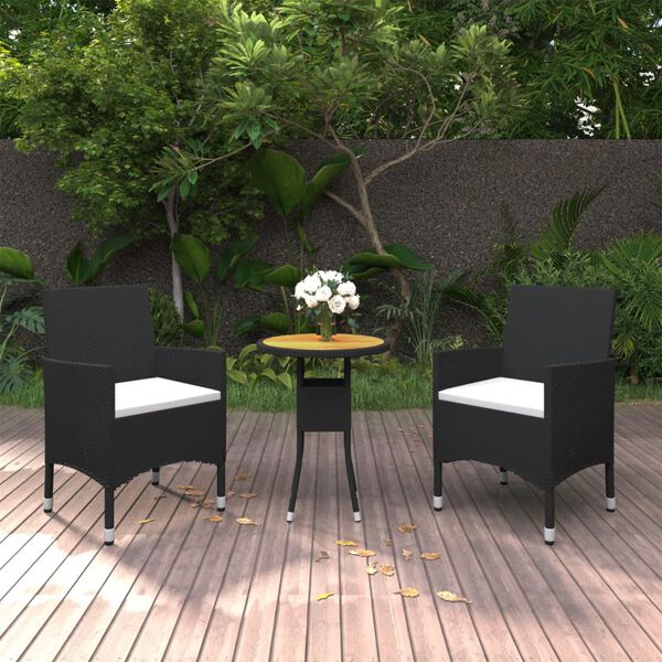 vidaXL Garden Dining Set Black, Cream White