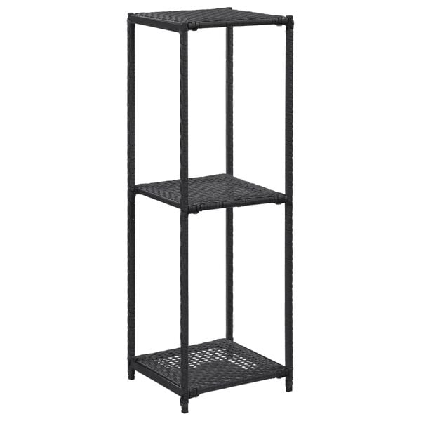 vidaXL Storage Shelf Black Poly rattan Compact Storage Shelf Square