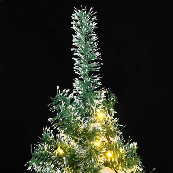 vidaXL Artificial Christmas Tree 300 LEDs&Ball Set&Flocked Snow 82.7"