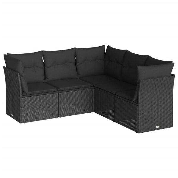 vidaXL Garden Sofa Set Black PE rattan, powder-coated steel, polyester