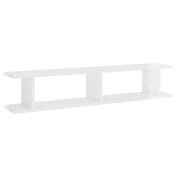 vidaXL Wall Shelf Set of 2 High gloss white Engineered wood Standard