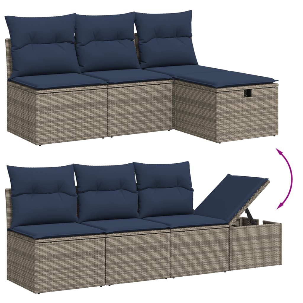 vidaXL 8 Piece Patio Sofa Set with Cushions Gray Poly Rattan