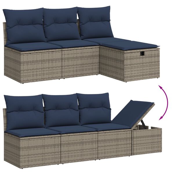 vidaXL 8 Piece Patio Sofa Set with Cushions Gray Poly Rattan