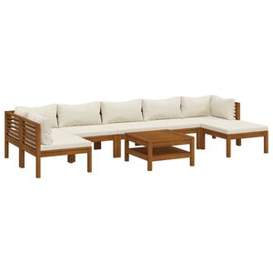 vidaXL Garden Lounge Set Cream Solid Acacia wood Large Modular