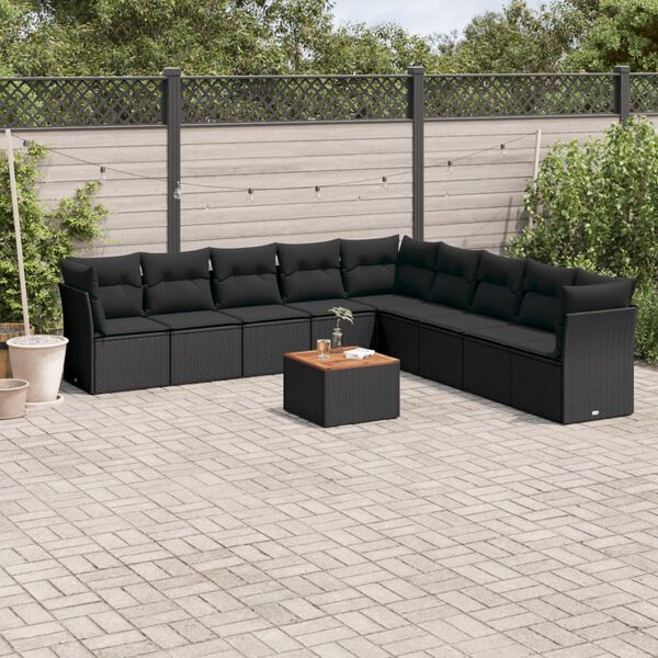 vidaXL Garden Sofa Set Black