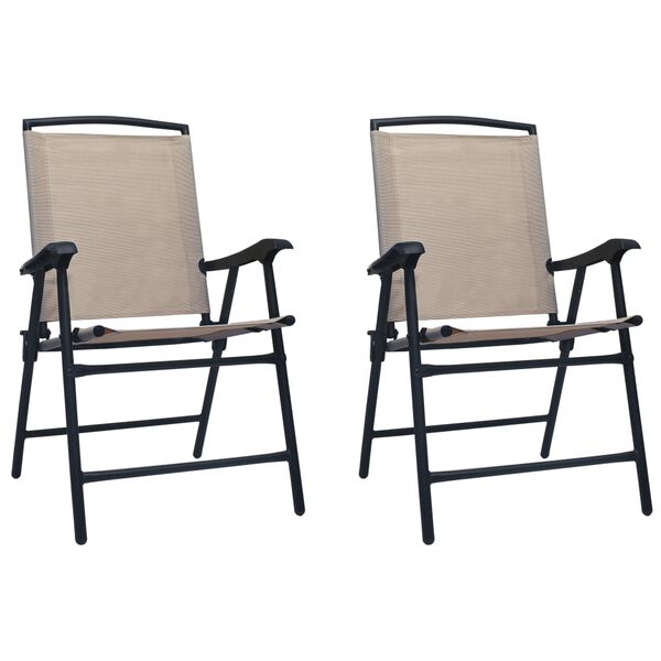 vidaXL Chair Set of 2 Taupe Textilene, Steel Medium Foldable Chair