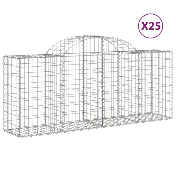 vidaXL Gabion Basket Set of 25 Silver Galvanized Iron Large