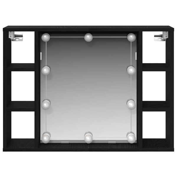 vidaXL Mirror Cabinet with Shelf Black Oak 29.92 x 5.91 x 21.65 in