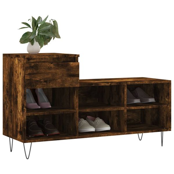 vidaXL Shoe Cabinet Smoked Oak Engineered wood Medium Shoe Cabinet