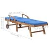 vidaXL Sunlounger Set of 2 Blue Teak wood Large Adjustable Footrests