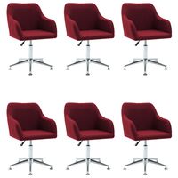 vidaXL Swivel Dining Chairs 6 pcs Wine Red Fabric
