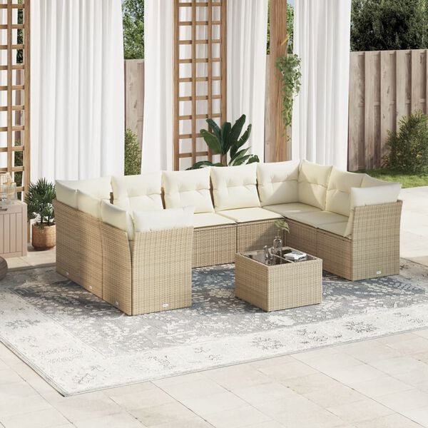 vidaXL Garden Sofa Set Beige PE Rattan Large Modular Garden Sofa Set