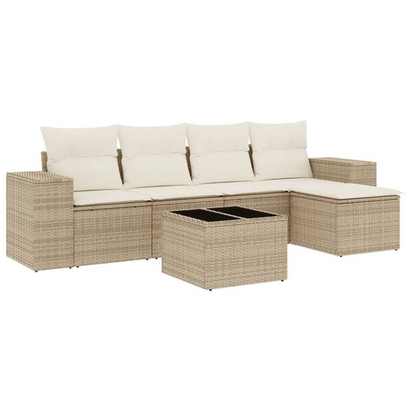 vidaXL Garden Sofa Set Beige, Cream White