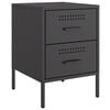 vidaXL Bedside Cabinet Set of 2 Black Steel Compact Bedside Cabinet