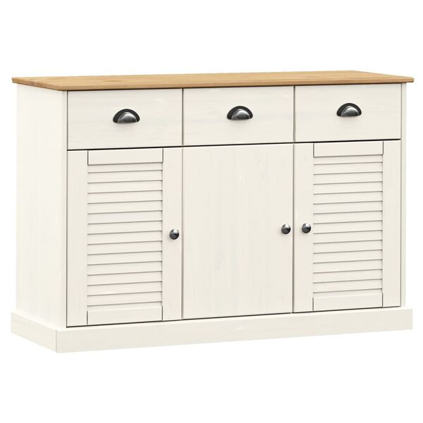 vidaXL Sideboard White Solid pine wood, engineered wood, metal Compact