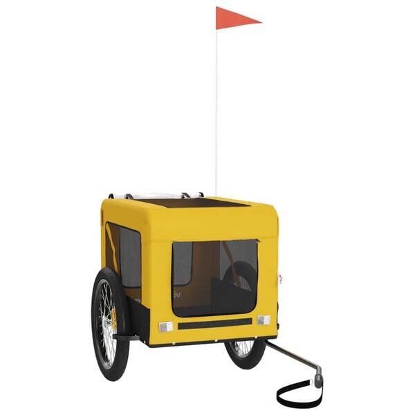 vidaXL Pet Bike Trailer Yellow and Black Oxford fabric, iron, PVC