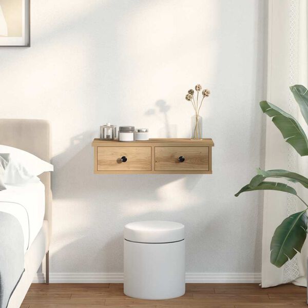 vidaXL Wall Shelf Artisan Oak Engineered Wood 23.6 in x 9.8 in x 5.9 in