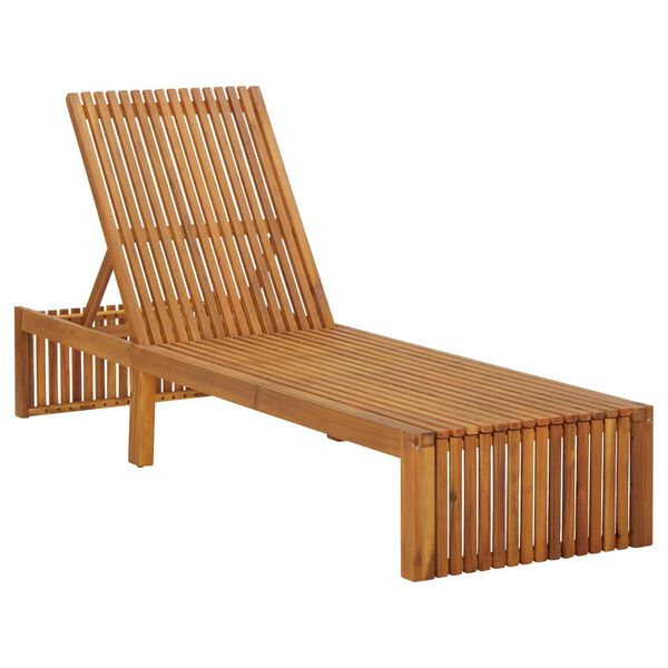 vidaXL Sun Lounger Beige Cushion, Natural Wood