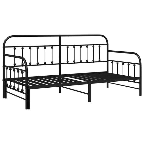 vidaXL Daybed Frame with Headboard Black Twin Steel