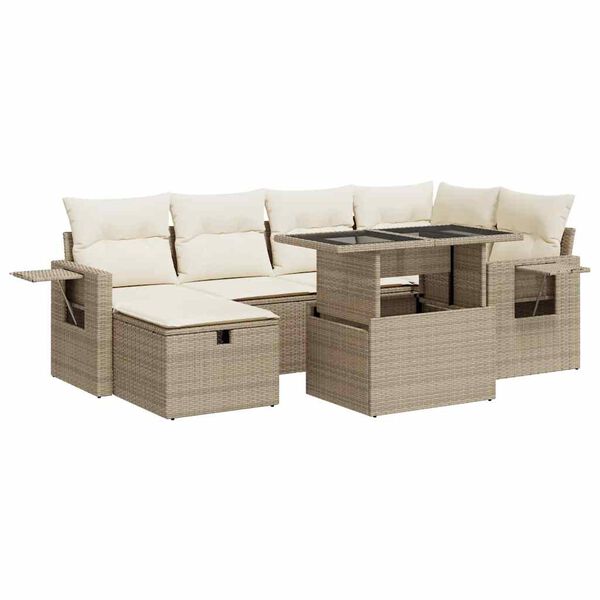vidaXL Garden Sofa Set Beige, Cream white, Black