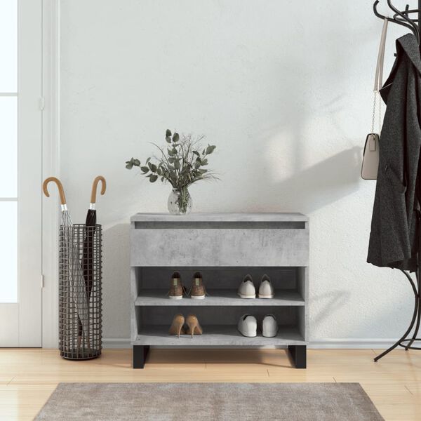 vidaXL Shoe Cabinet Concrete Gray Engineered Wood, Metal Medium