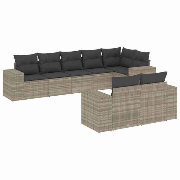 vidaXL Garden Sofa Set Light Gray Poly Rattan Large Modular