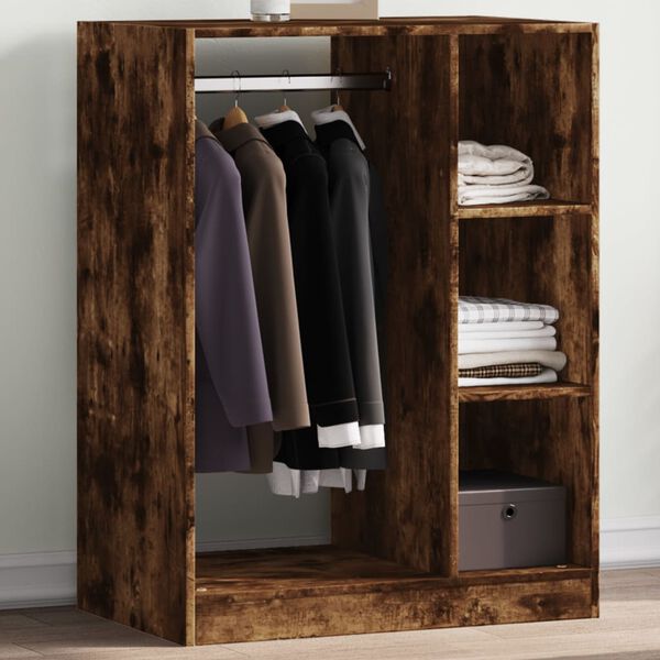 vidaXL Wardrobe Smoked Oak Engineered Wood Medium Wardrobe Rectangular