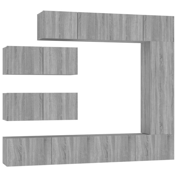 vidaXL TV Cabinet Set Set of 7 Grey Sonoma Engineered Wood Medium