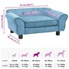 vidaXL Dog Sofa Turquoise Plush, Foam, Wood Small Removable Covers