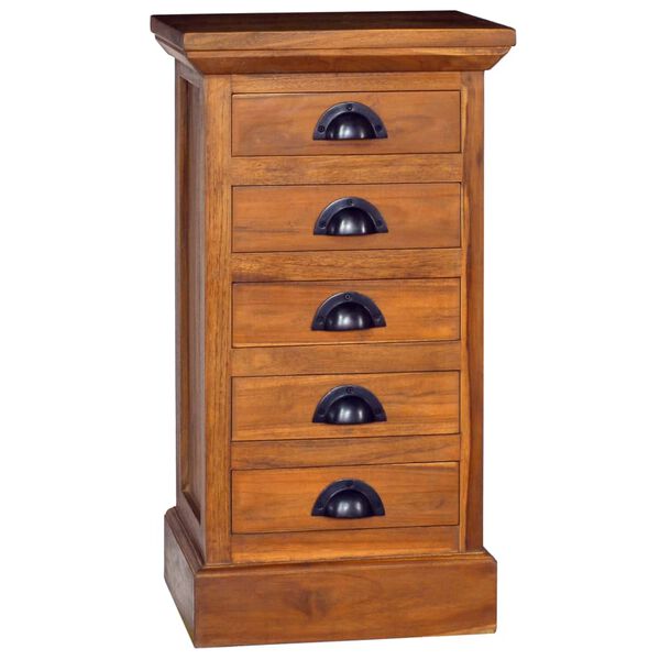 vidaXL Drawer Cabinet Natural Teak Solid Teak Wood Compact