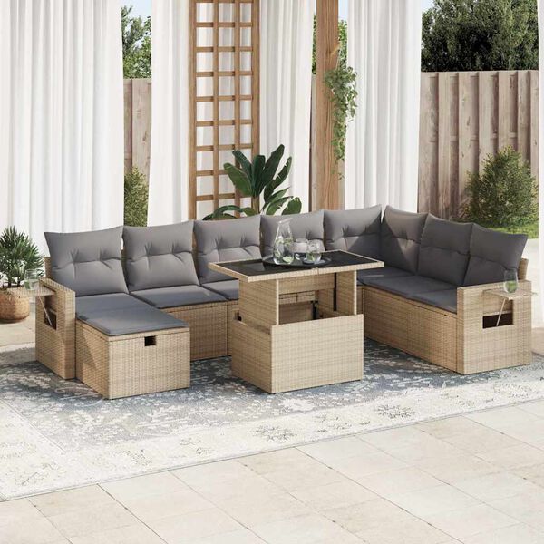 vidaXL Garden Sofa Set Beige and Light Grey