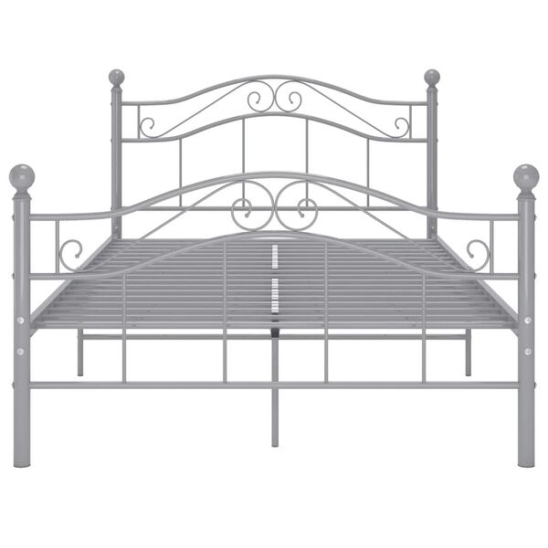 vidaXL Bed Frame Grey Powder-coated metal Double Bed Frame Rectangular