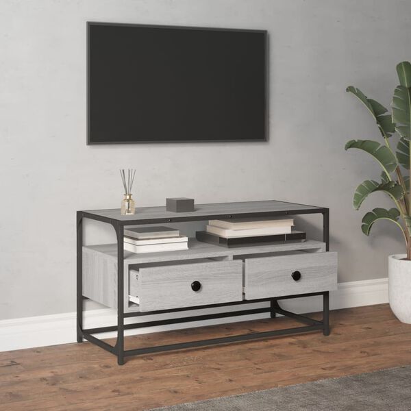 vidaXL TV Cabinet Grey Sonoma Engineered wood, steel Medium TV Cabinet