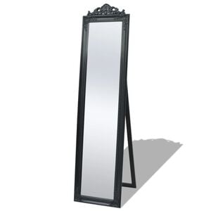 vidaXL Free-standing Mirror Black Wood, glass, engineered wood Full-length