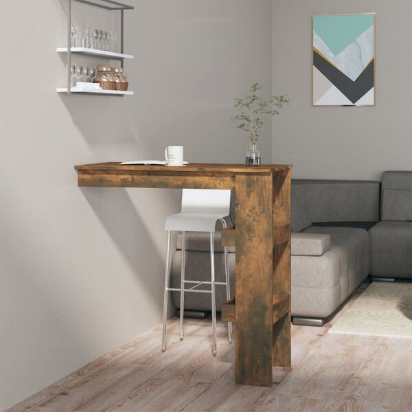vidaXL Wall Bar Table Smoked Oak Engineered Wood Compact Wall Bar Table