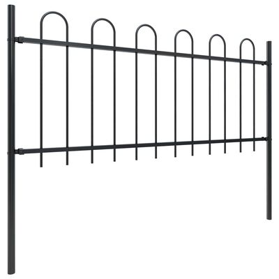 vidaXL Garden Fence with Hoop Top Steel 16.7' Black