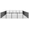 vidaXL Dog Kennel Black Powder-Coated Steel Extra Large Durable
