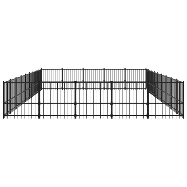 vidaXL Dog Kennel Black Powder-Coated Steel Extra Large Durable