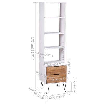vidaXL Book Cabinet New York White and Light Wood Solid Pine Wood
