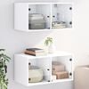 vidaXL Wall Cabinet Set of 2 White Engineered wood, glass Medium