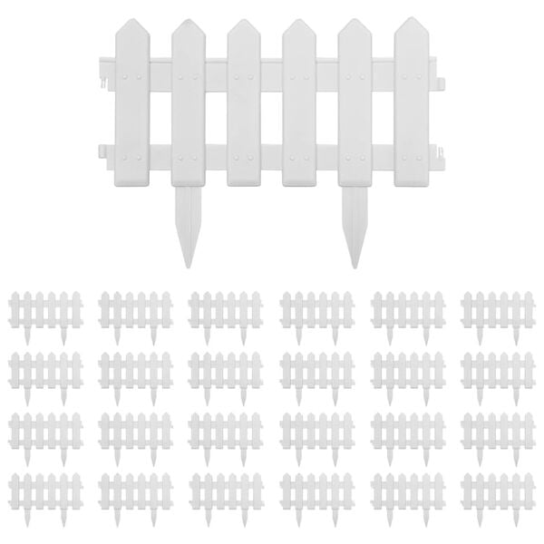 vidaXL Lawn Edgings 25 pcs White 393.7" PP