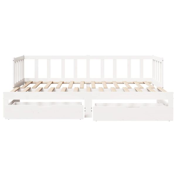 vidaXL Daybed With Trundle White Solid pinewood