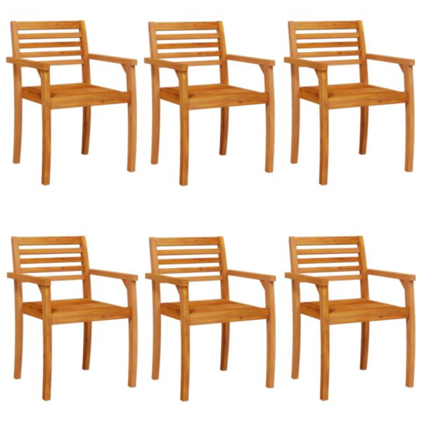 vidaXL Garden Chair Set of 6 Natural Acacia Solid Acacia wood Standard